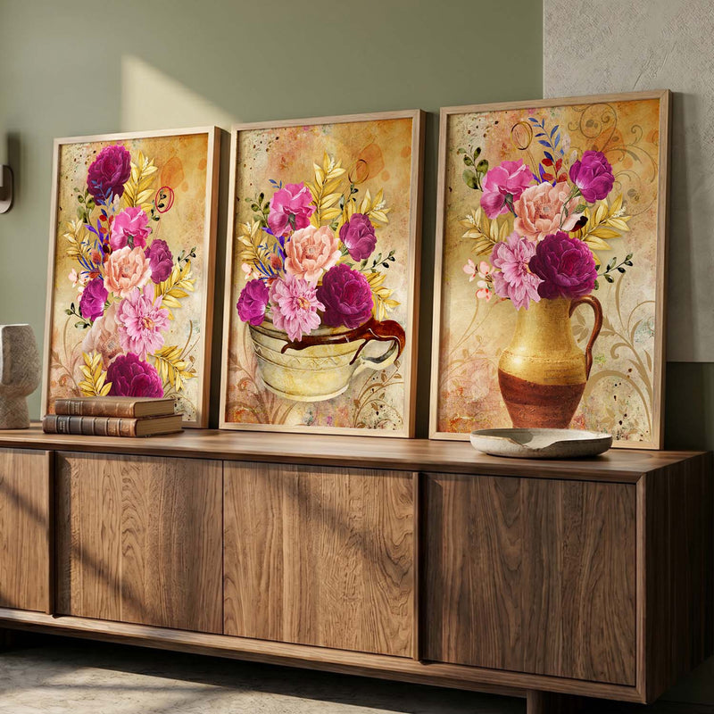 Framed Floral Fever - Contemporary Floral Theme Framed Wall Art