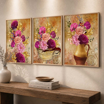 Framed Floral Fever - Contemporary Floral Theme Framed Wall Art