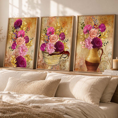 Framed Floral Fever - Contemporary Floral Theme Framed Wall Art