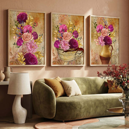 Framed Floral Fever - Contemporary Floral Theme Framed Wall Art