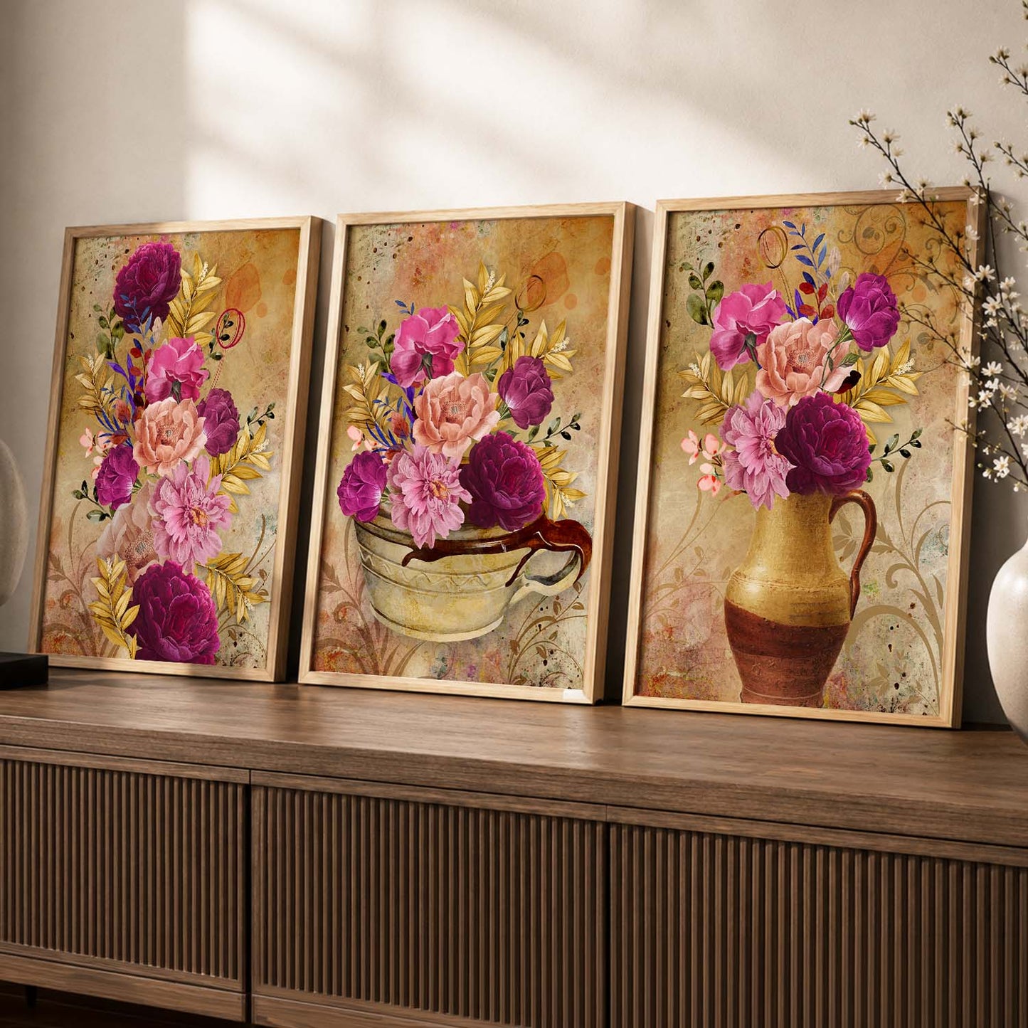 Framed Floral Fever - Contemporary Floral Theme Framed Wall Art