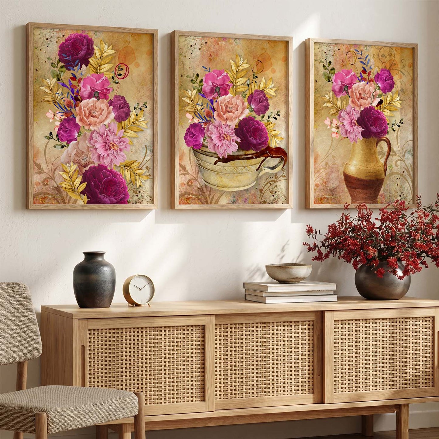 Framed Floral Fever - Contemporary Floral Theme Framed Wall Art