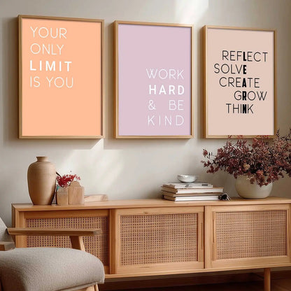 Dream Big Minimal Typography Modern Typography Motivational Quotes Wall Art Set of 3 Framed Prints