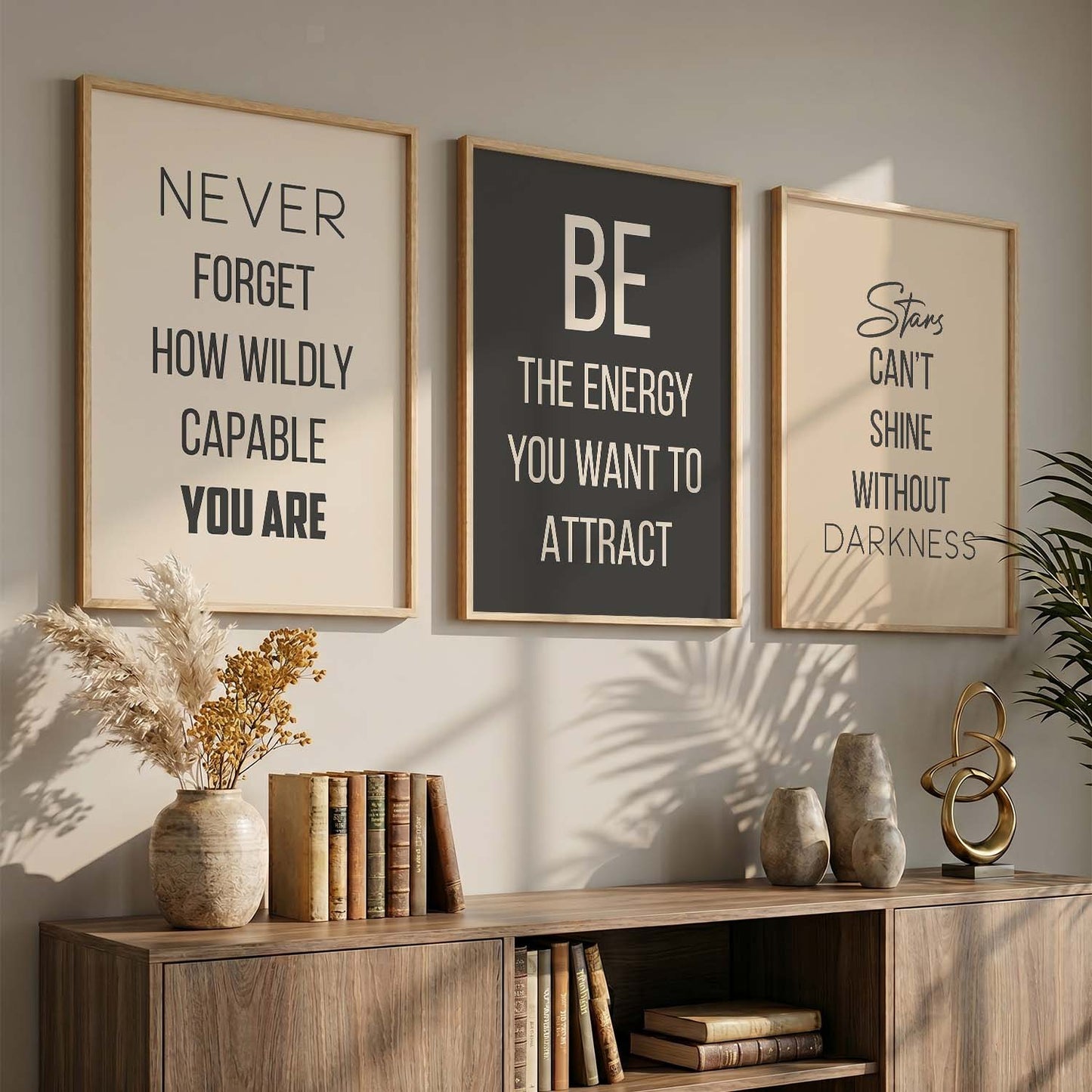 Minimal Typography Motivational Quotes Wall Art Set of 3 Framed Prints