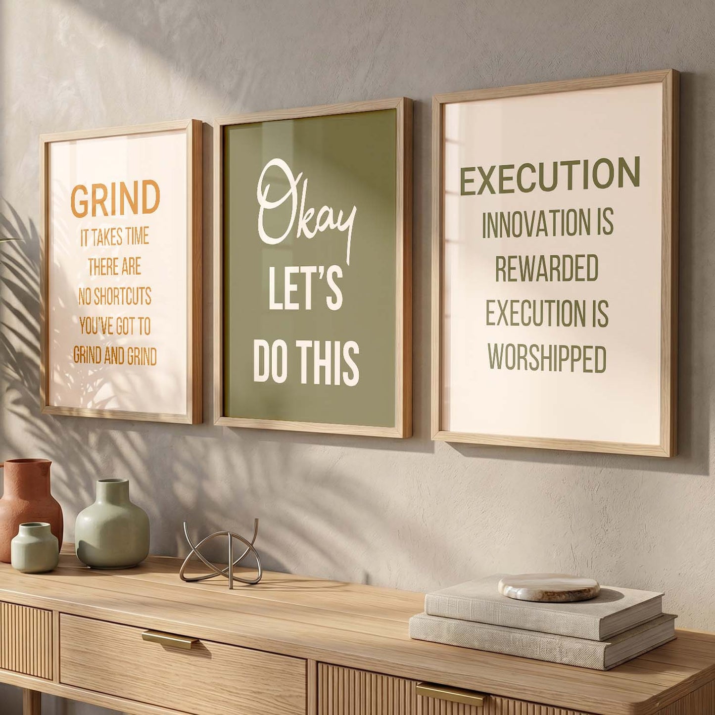 Modern Quote Motivational Quotes Wall Art Set of 3 Framed Prints