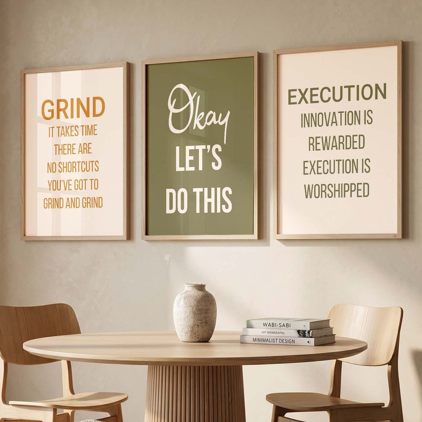 Modern Quote Motivational Quotes Wall Art Set of 3 Framed Prints