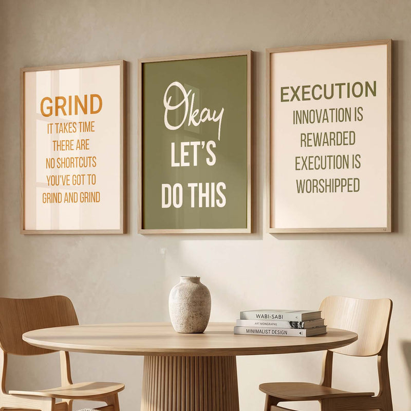 Modern Quote Motivational Quotes Wall Art Set of 3 Framed Prints