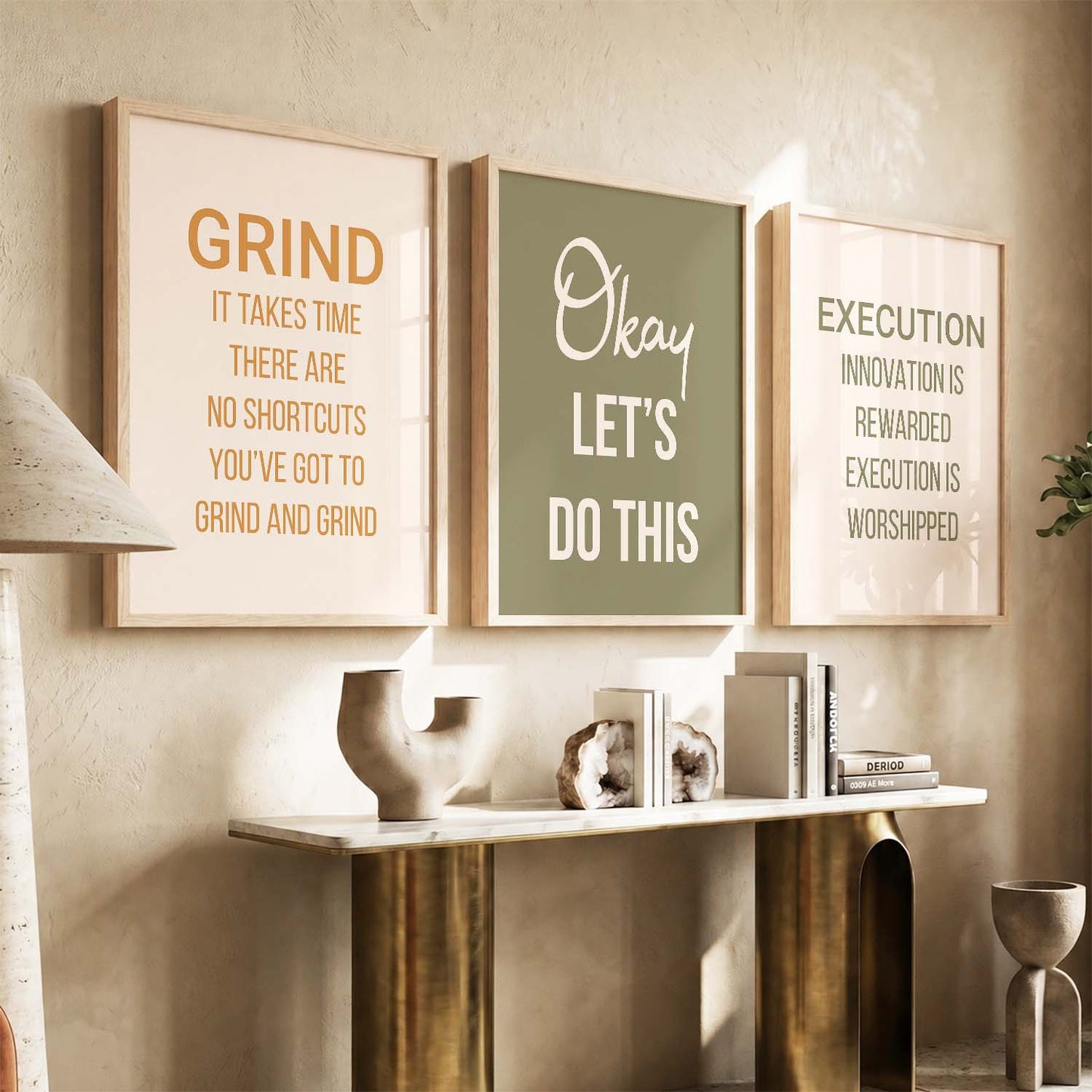 Modern Quote Motivational Quotes Wall Art Set of 3 Framed Prints