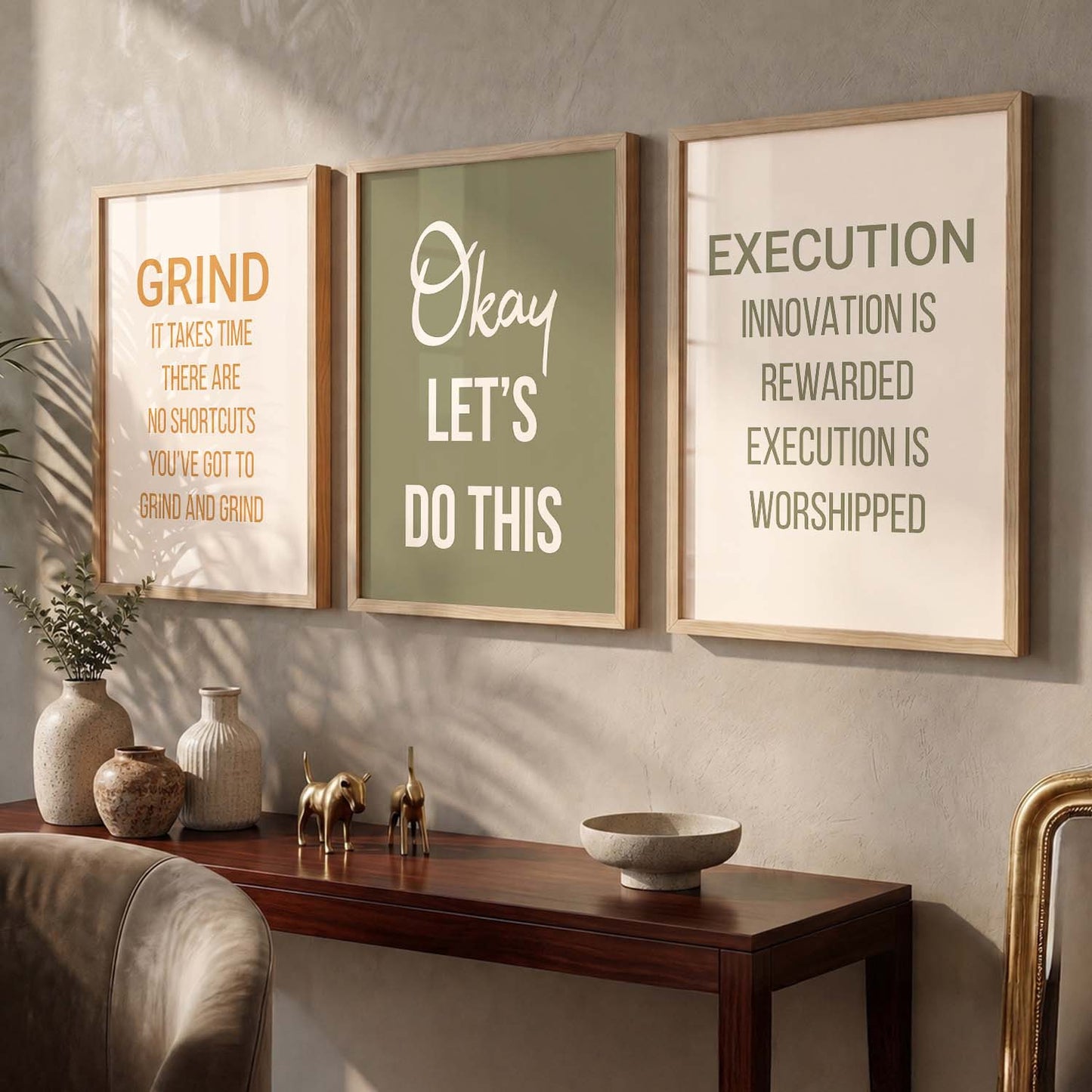 Modern Quote Motivational Quotes Wall Art Set of 3 Framed Prints