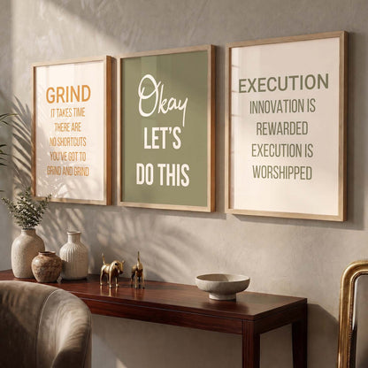 Modern Quote Motivational Quotes Wall Art Set of 3 Framed Prints