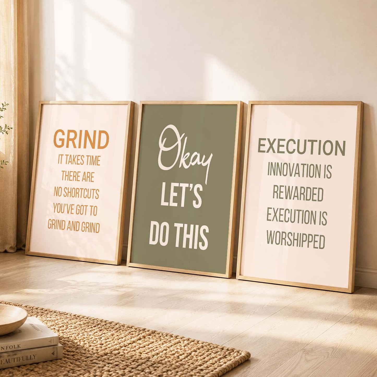 Modern Quote Motivational Quotes Wall Art Set of 3 Framed Prints