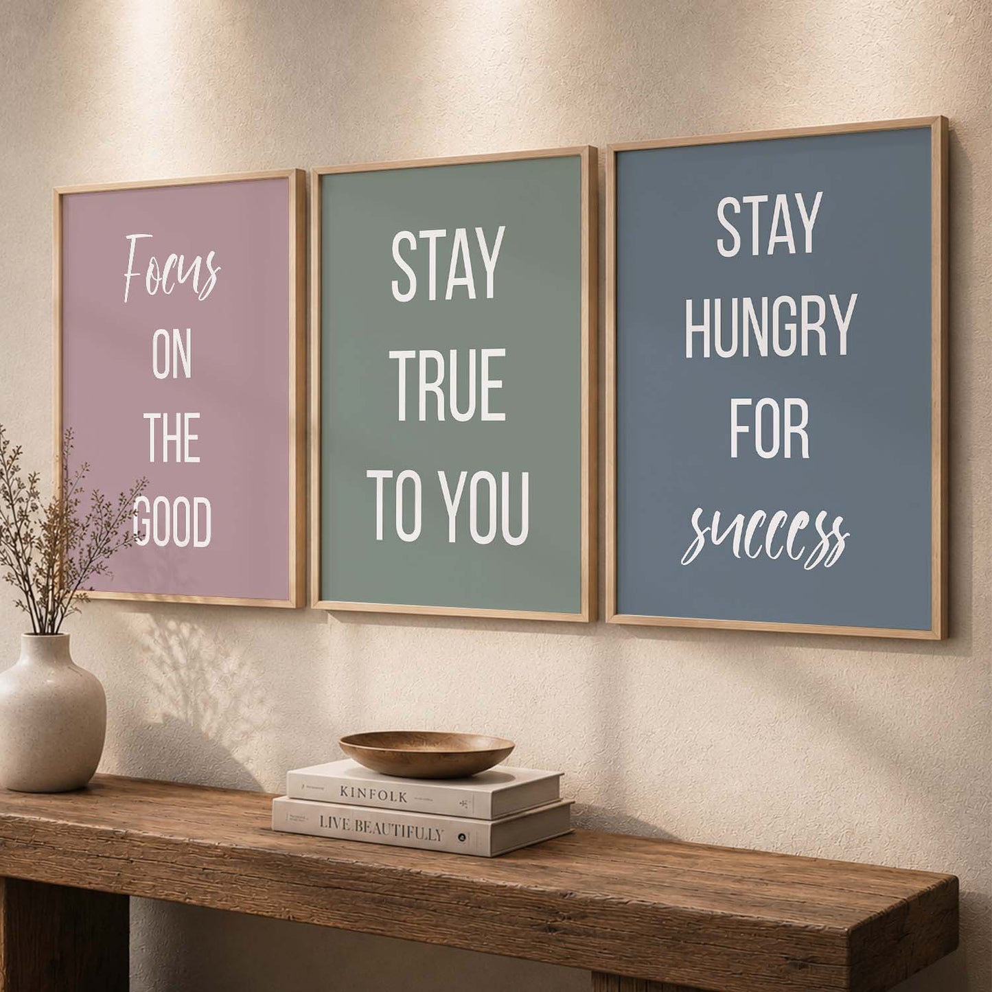 Motivational Quotes Wall Art Set of 3 Framed Prints for Study Room