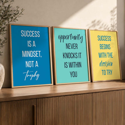 Love Motivational Quotes Wall Art Set of 3 Framed Prints for Living Room