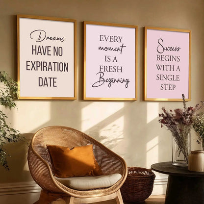 Dream Big Inspirational Typography Modern Typography Motivational Quotes Wall Art Set of 3 Framed Prints