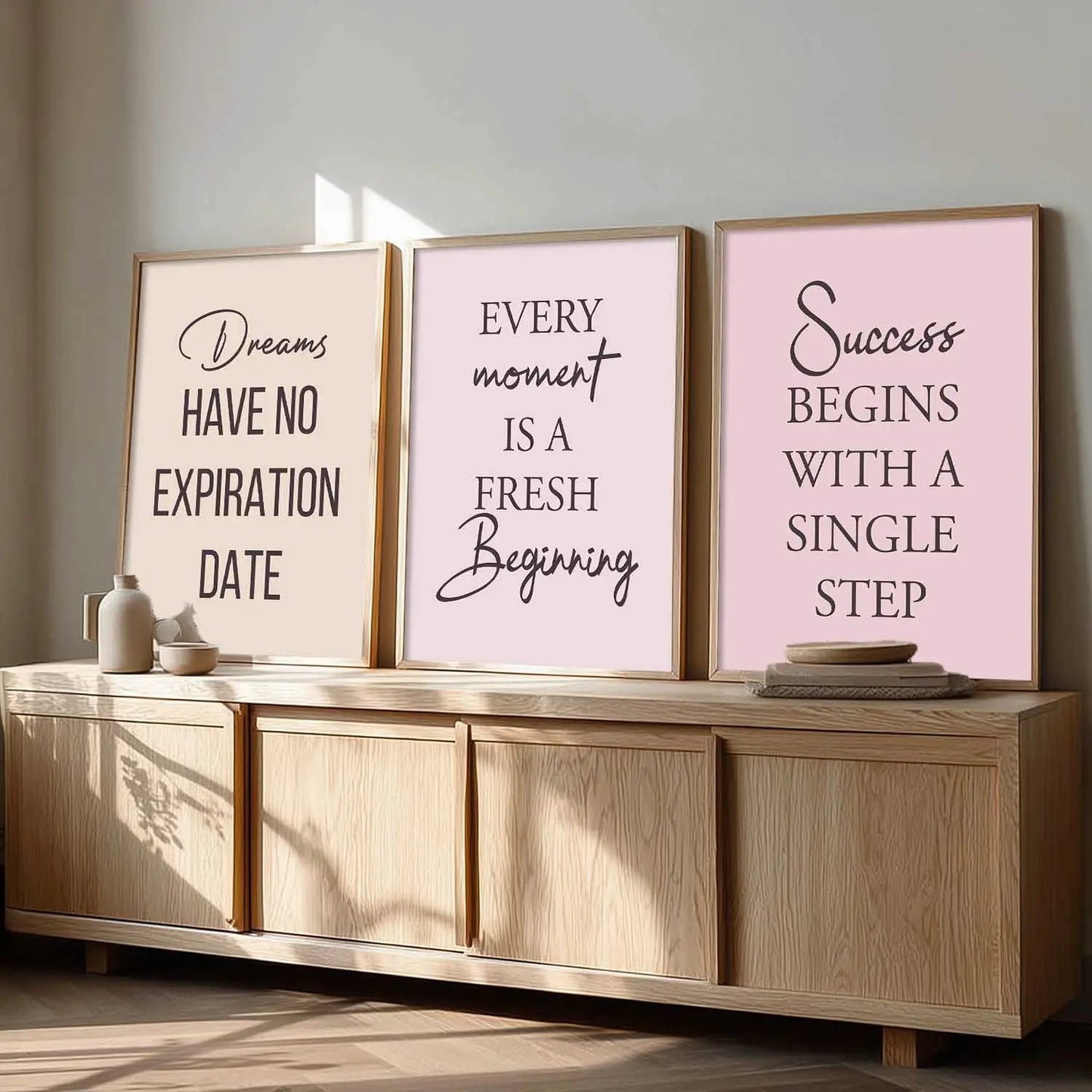 Dream Big Inspirational Typography Modern Typography Motivational Quotes Wall Art Set of 3 Framed Prints