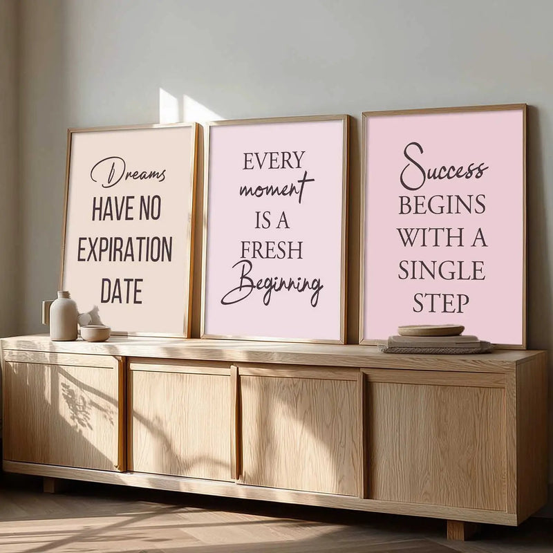Dream Big Inspirational Typography Modern Typography Motivational Quotes Wall Art Set of 3 Framed Prints