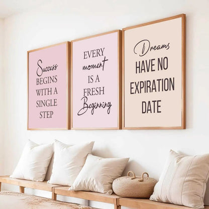 Dream Big Inspirational Typography Modern Typography Motivational Quotes Wall Art Set of 3 Framed Prints