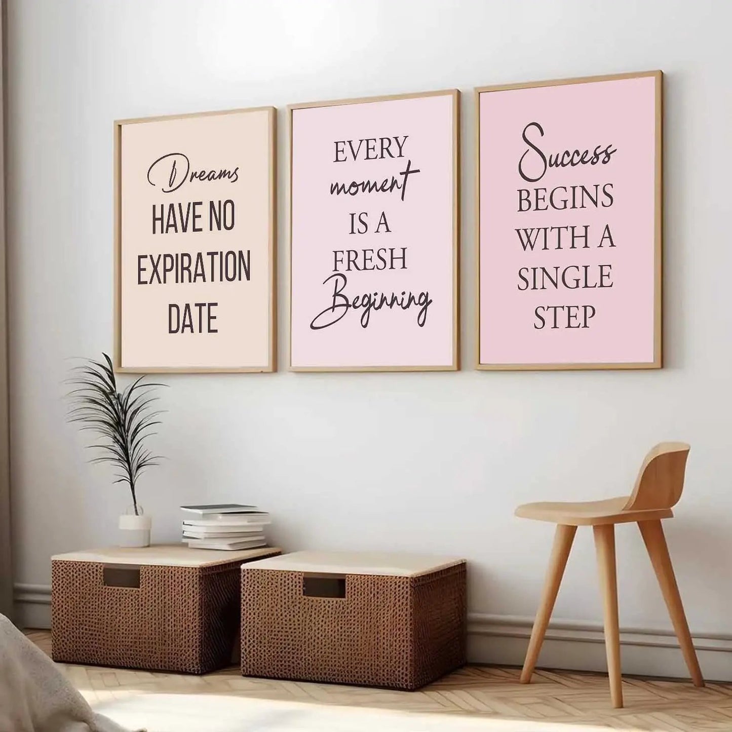 Dream Big Inspirational Typography Modern Typography Motivational Quotes Wall Art Set of 3 Framed Prints