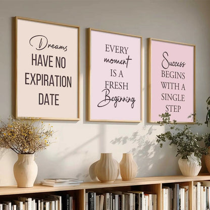 Dream Big Inspirational Typography Modern Typography Motivational Quotes Wall Art Set of 3 Framed Prints