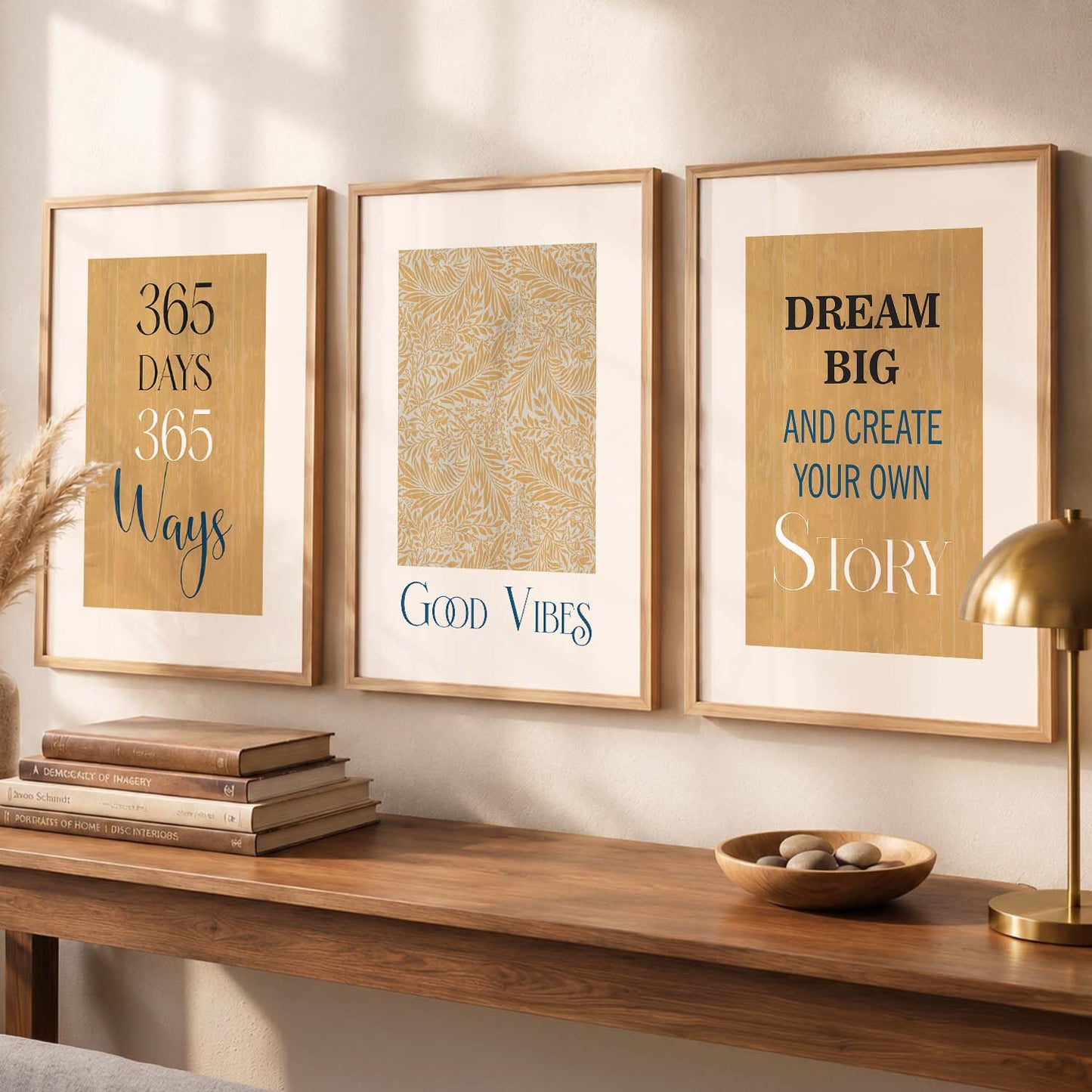 Typography Office Motivational Quotes Wall Art Set of 3 Framed Prints