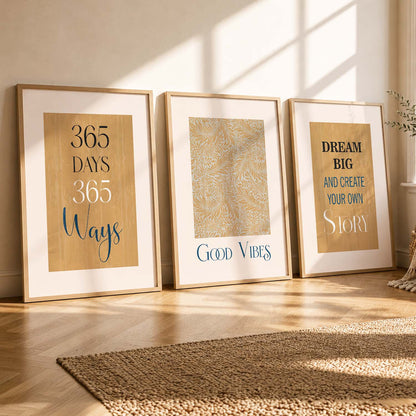 Typography Office Motivational Quotes Wall Art Set of 3 Framed Prints