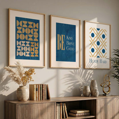 Modern Motivational Quotes Wall Art Set of 3 Framed Prints for Bedroom