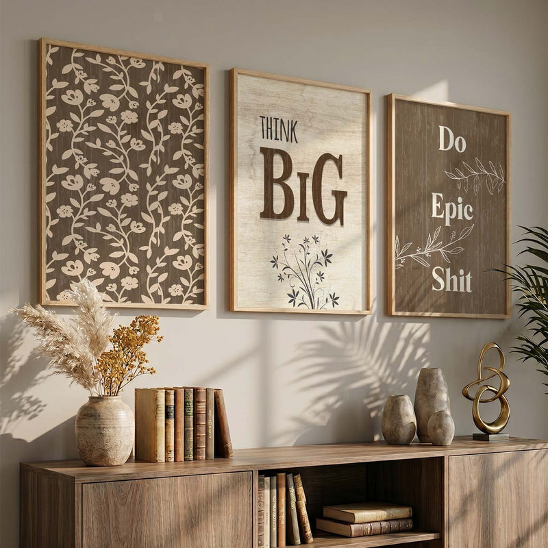 Minimalist Modern Motivational Quotes Wall Art Set of 3 Framed Prints for Office