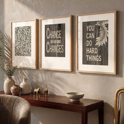 Motivational Quotes Wall Art Set of 3 Framed Prints for Creative Workspace