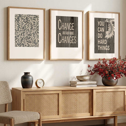 Motivational Quotes Wall Art Set of 3 Framed Prints for Creative Workspace
