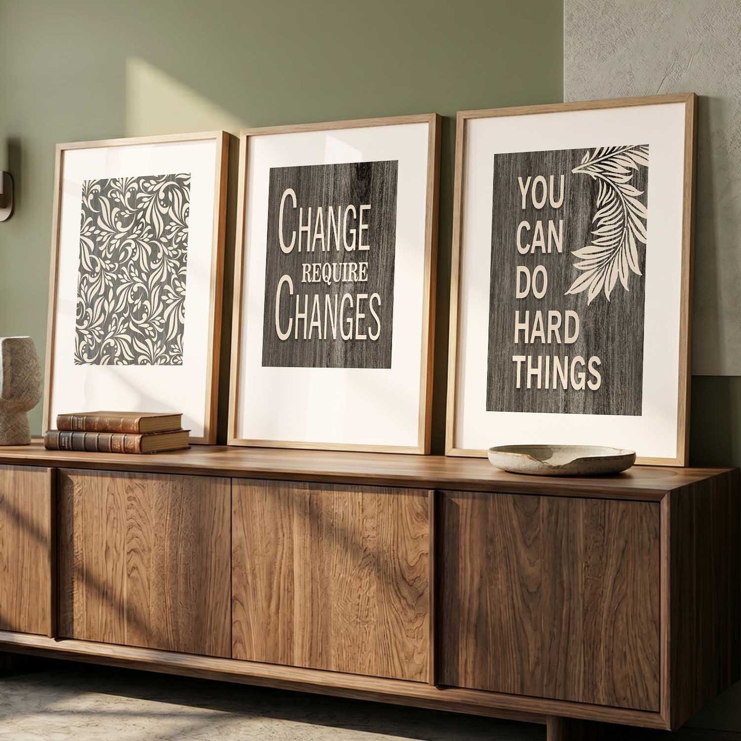 Motivational Quotes Wall Art Set of 3 Framed Prints for Creative Workspace
