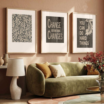 Motivational Quotes Wall Art Set of 3 Framed Prints for Creative Workspace