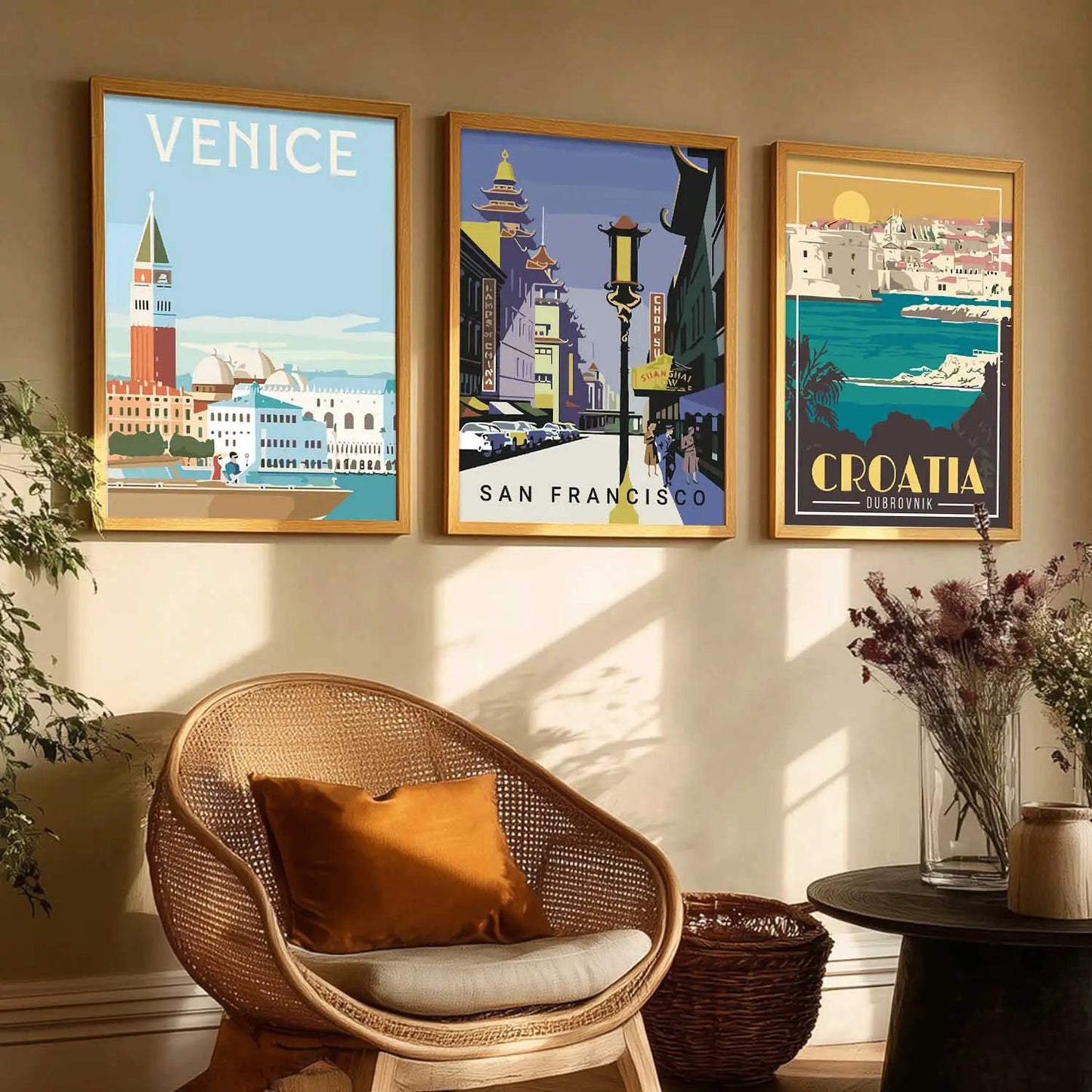 City  Wall  Art Paintings for Living Room - Wall Poster With frames