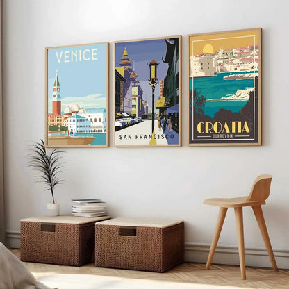 City  Wall  Art Paintings for Living Room - Wall Poster With frames