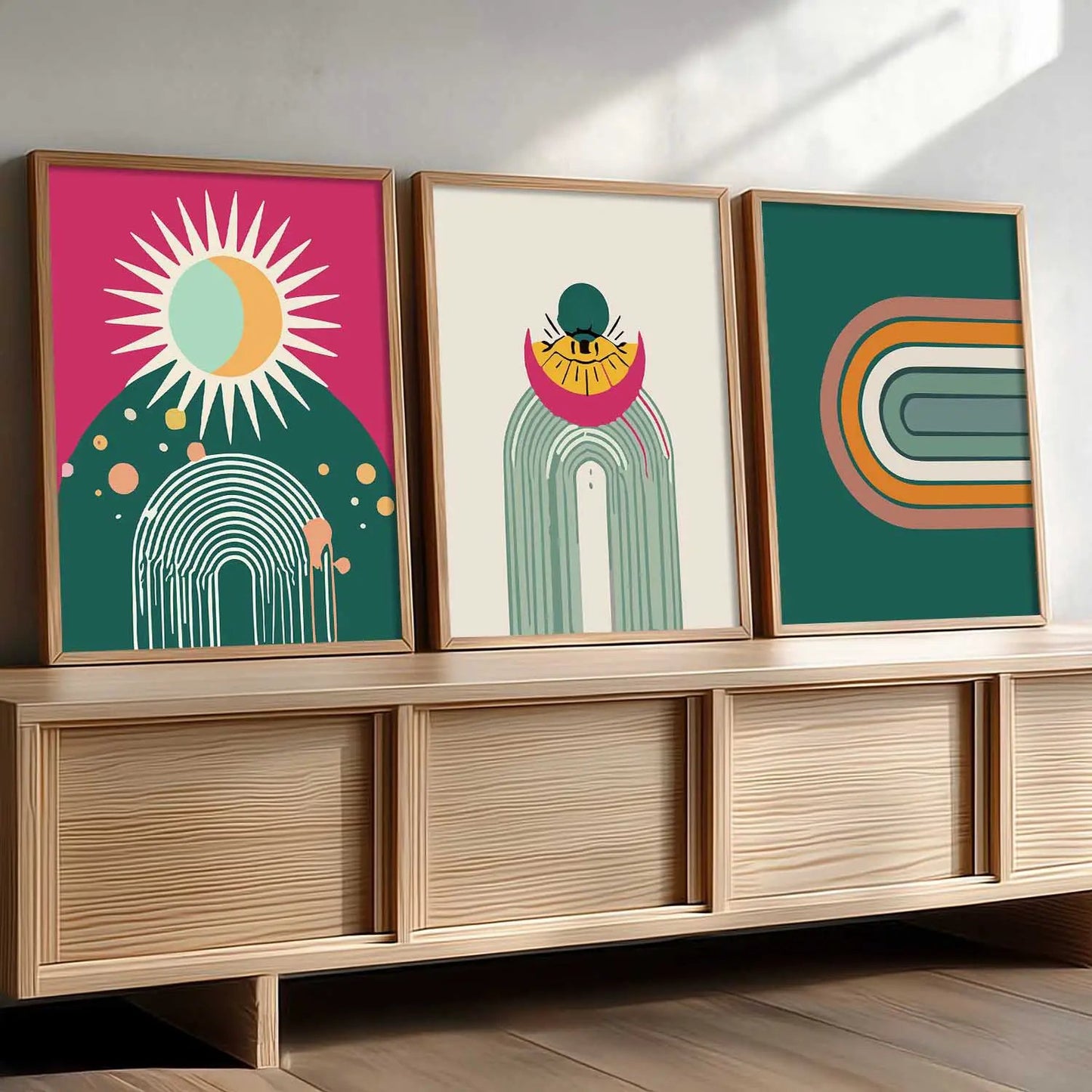 Boho Framed Wall Art Prints | Set of 3 | Home Decor