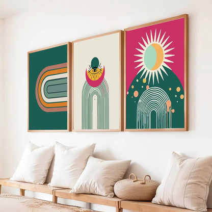 Boho Framed Wall Art Prints | Set of 3 | Home Decor