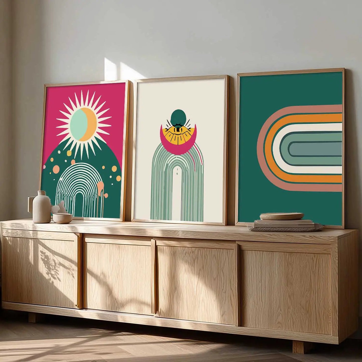 Boho Framed Wall Art Prints | Set of 3 | Home Decor