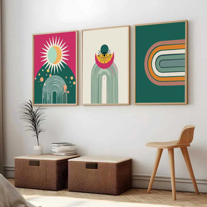 Boho Framed Wall Art Prints | Set of 3 | Home Decor