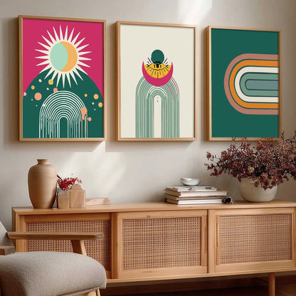 Boho Framed Wall Art Prints | Set of 3 | Home Decor
