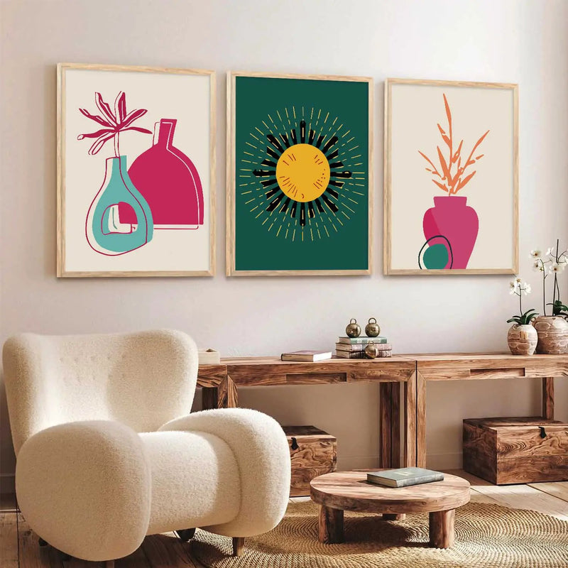 Boho Framed Wall Art Prints | Set of 3 | Home Decor