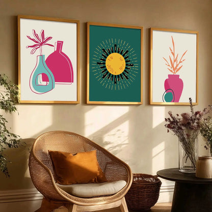 Boho Framed Wall Art Prints | Set of 3 | Home Decor
