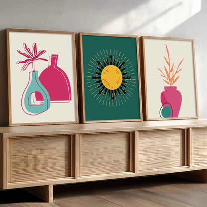 Boho Framed Wall Art Prints | Set of 3 | Home Decor