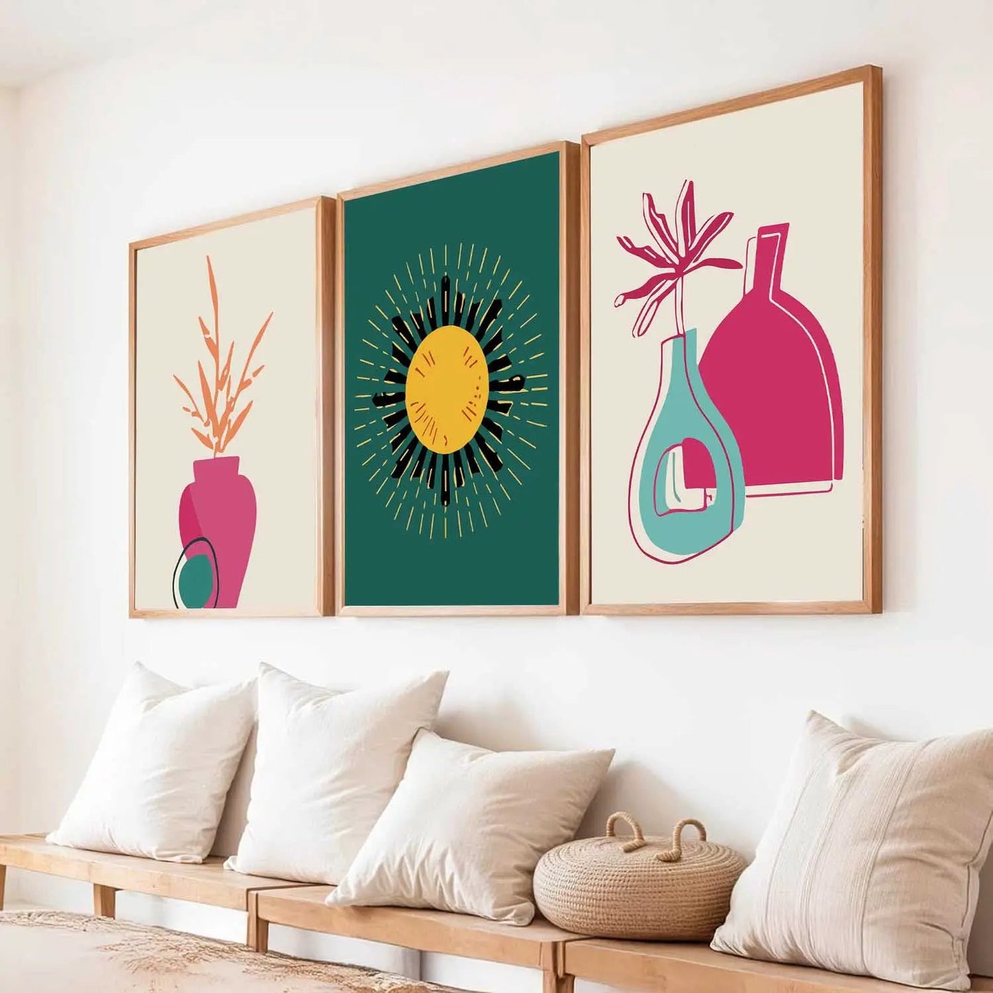 Boho Framed Wall Art Prints | Set of 3 | Home Decor