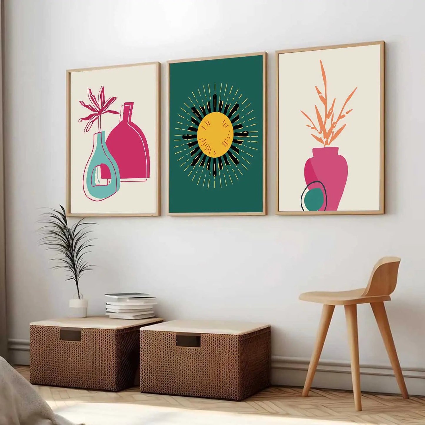 Boho Framed Wall Art Prints | Set of 3 | Home Decor