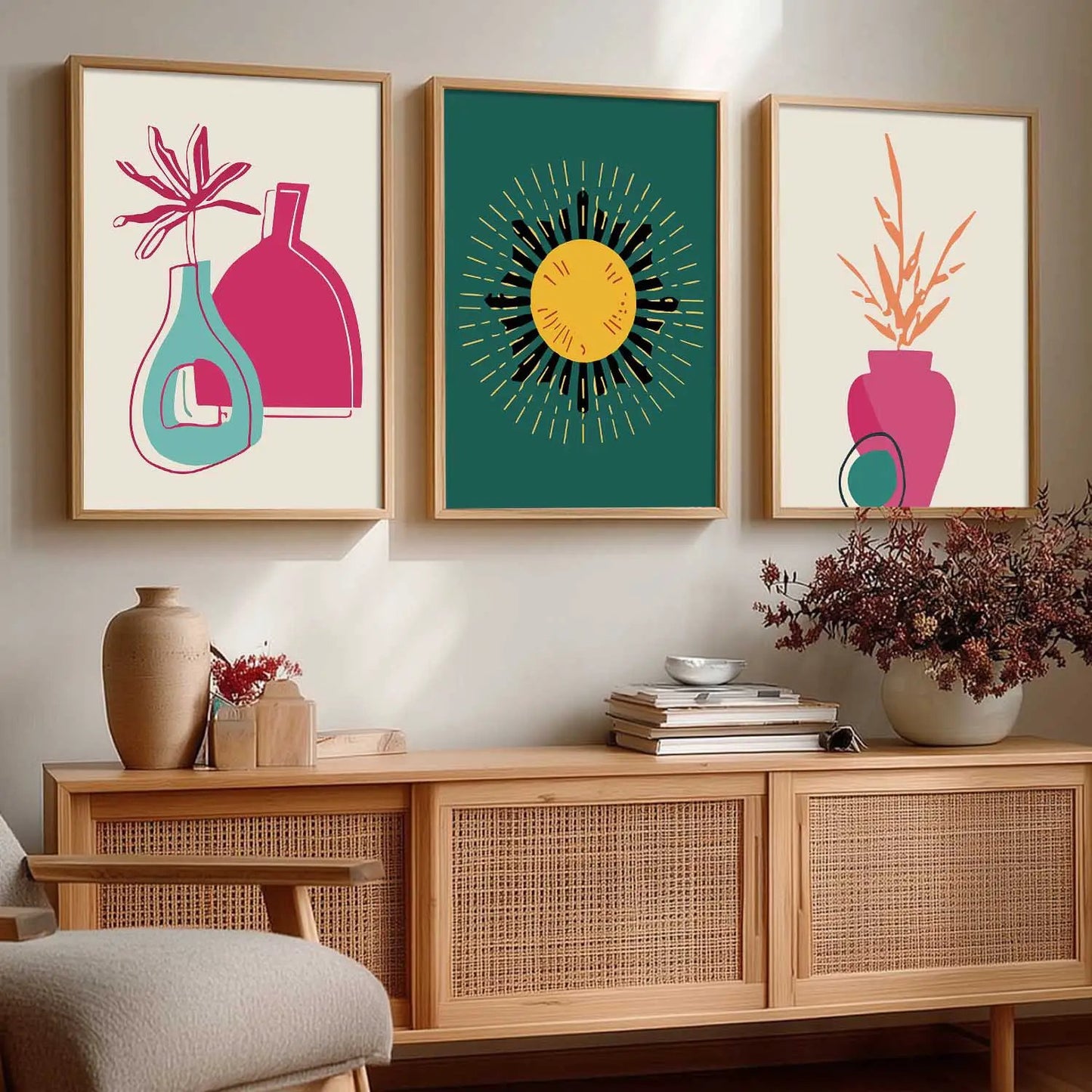 Boho Framed Wall Art Prints | Set of 3 | Home Decor