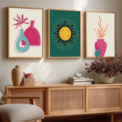 Boho Framed Wall Art Prints | Set of 3 | Home Decor