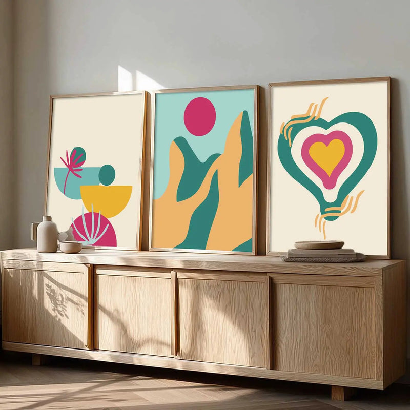 Boho Framed Wall Art Prints | Set of 3 | Home Decor