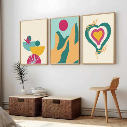 Boho Framed Wall Art Prints | Set of 3 | Home Decor