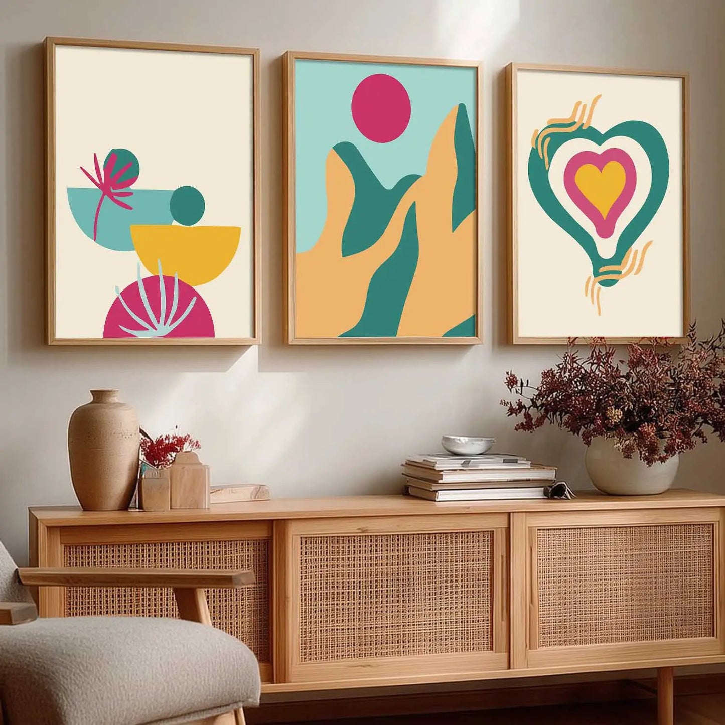 Boho Framed Wall Art Prints | Set of 3 | Home Decor