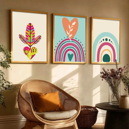 Boho Framed Wall Art Prints | Set of 3 | Home Decor