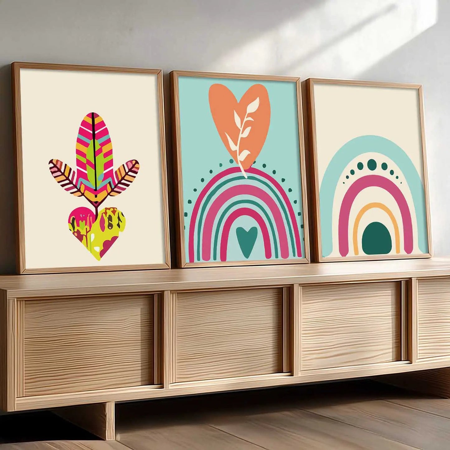Boho Framed Wall Art Prints | Set of 3 | Home Decor